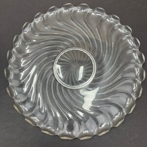 Vintage Fostoria Colony Swirl Glass Serving‎ Platter Cake Plate Depression